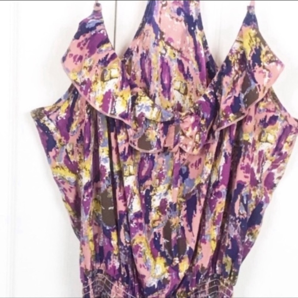 Parker Size Small Silk Ruffle Racerback Mini Dress‎ - Picture 2 of 6